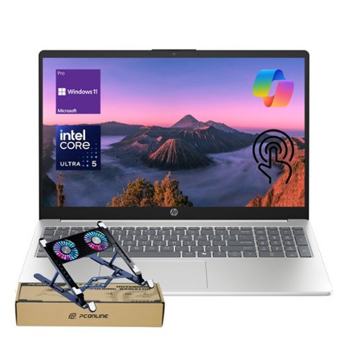 HP - 15.6" Touchscreen Laptop - Intel Core Ultra 5 125H, 32GB RAM - 1TB SSD - Copilot - Win 11 Pro - PCO Laptop Cooler - Silver-Front_Standard 