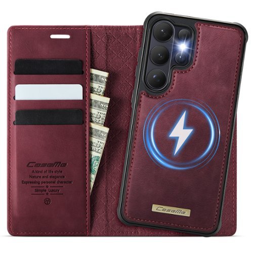 Dteck - for Samsung Galaxy S26 Ultra Detachable Wallet Case, 2 in 1 PU Leather Flip Folio Case with RFID Blocking Phone Cover - Red-Front_Standard 