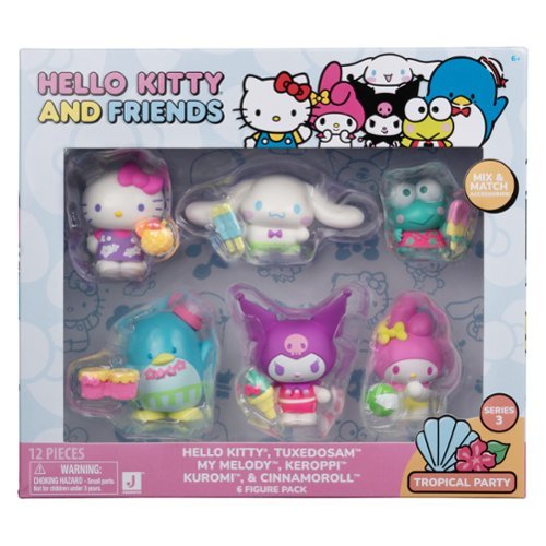 Jazwares - Hello Kitty and Friends Neon Tropical Party -  2” Figure 6-Pack