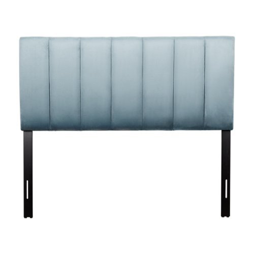 CorLiving - Helena Channel Tufted Velvet Full/Double Headboard - Light Blue-Front_Standard 