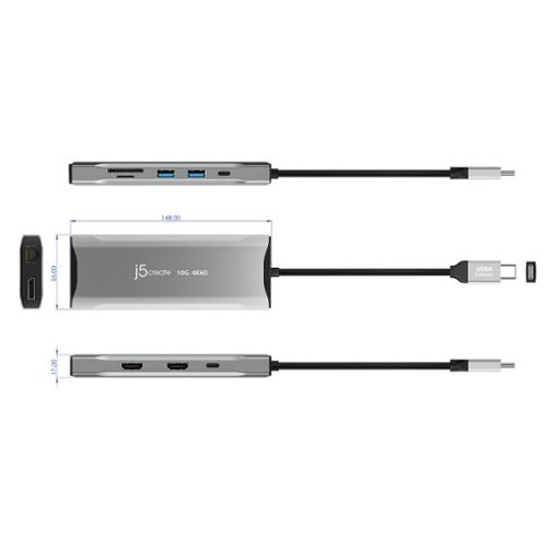 j5create 4K60 Elite USB-C Triple-Monitor 10Gbps Mini Dock - Space Grey BUY IN MIDDLE EAST