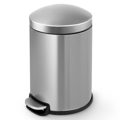 Innovaze - 1.32 Gal./5 Liter Stainless Steel Round Step-on Trash Can for Bathroom and Office - Silver-Front_Standard 