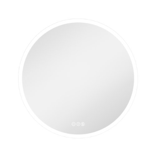 LOVMOR - 40 x 40 Inches Round Tempered Glass LED Bathroom Mirror with Anti-Fog & 3-Color Dimmable Lighting - silver