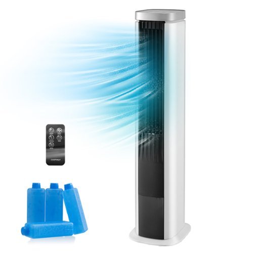 Costway 3-In-1 Portable Evaporative Air Cooler 40'' Bladeless Cooling Tower Fan w/Timer - White