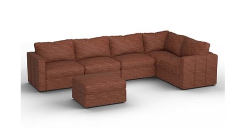 Lovesac - 6 Seats + 8 Sides Terracotta Rained Chenille & Lovesoft - Terracotta-Front_Standard 