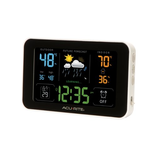 AcuRite Alarm Clock with Weather Station and USB Charging - White/Black WORLDWIDE DELIVERY