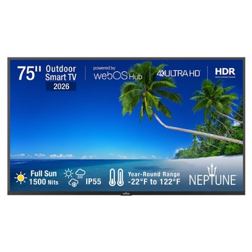75" Neptune Full Sun 1500 Nits 4K Outdoor Smart TV – Comes with FREE Outdoor Tilting Wall Mount (2026)