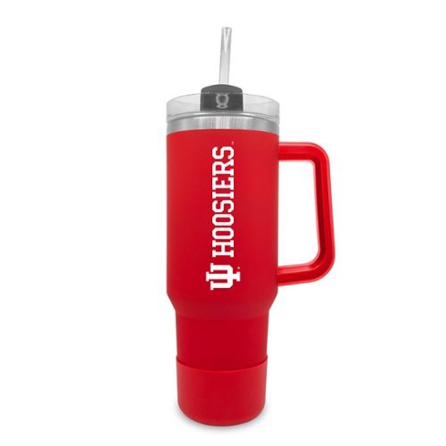 The Fanatic Group - Indiana Hoosiers 40oz. Stainless Tumbler with Handle & Removable Straw - Red-Front_Standard 