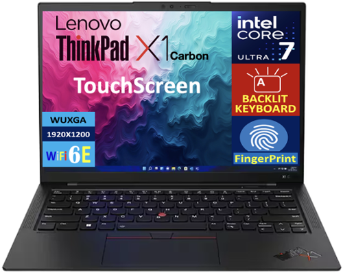 Lenovo - Refurbished Excellent - Upgraded - ThinkPad X1 Carbon Laptop 14.0 WUXGA Display (Ultra 7 155U, 32GB, 1TB SSD, Intel Graphics, Win 11 Pro) - Black-Front_Standard 