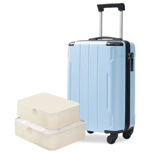 Front. Loheer - Loheer 20 Inch Carry On Luggage Skyblue Hardshell Suitcase with Spinner Wheels and TSA Lock ABS Hard Case - Sky Blue.