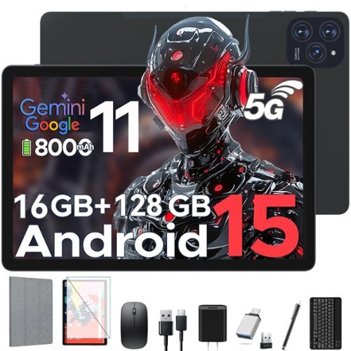 MOONSTARS - 2026 Android 15 Tablet with Octa-core Processor, 16(8+8)GB+128GB, 1TB Expandtion, 8000mAh Battery, HD IPS Large tableta - Gray-Front_Standard 