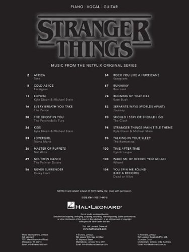 Hal Leonard Stranger Things Songbook Sheet Music WORLDWIDE DELIVERY