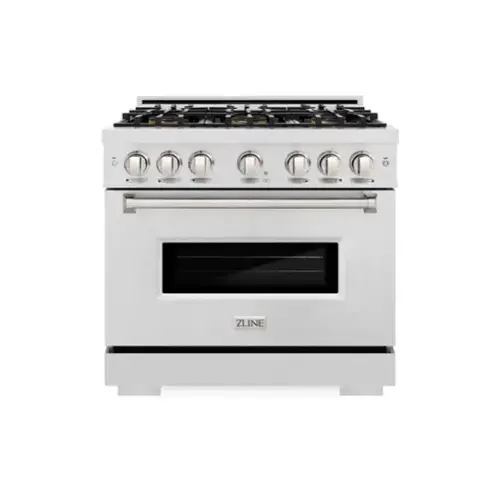 Front. ZLINE - 36 in. 5.2 cu. ft. Classic Freestanding Gas Range with 6 DuoPro Burners and Convection Oven in Satin Stainless Steel - Satin Stainless Steel.