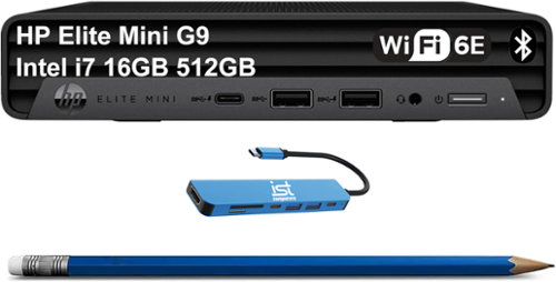 HP - Elite Mini G9 Business Desktop PC - Intel Core i7-12700T - 16GB DDR5 RAM - 512GB SSD - Intel UHD Graphics730 - Win 11Pro - Black-Front_Standard 