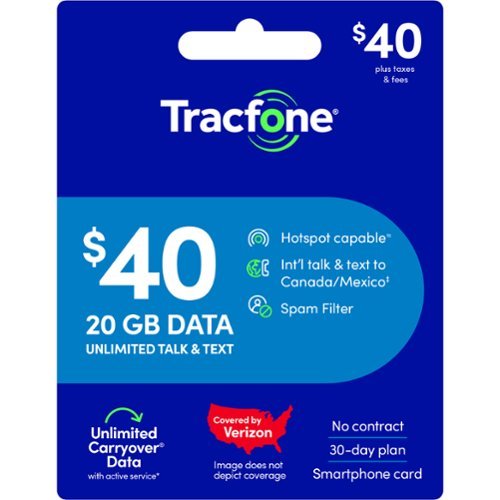 Tracfone - $40 Unlimited Talk & Text plus 20 GB of Data 30-Day - Prepaid Plan (Digital Delivery) [Digital]