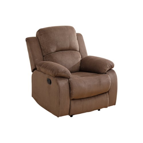 Bestier - Contemporary Velvet Recliner with Overstuffed Arm and Back - 35" - Brown