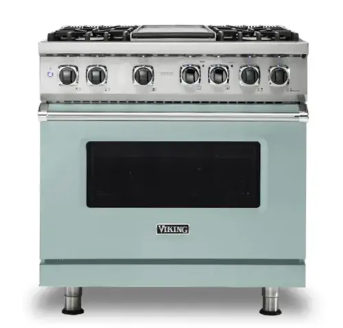 Front. Viking - 5-Series 5.6 Cu. Ft. Self-Cleaning Freestanding Dual Fuel Convection Range - 4 Burner - Splash.