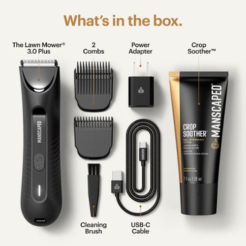 Manscaped The Lawn Mower 3.0 Plus Essentials Kit, SkinSafe Rechargeable Wet/Dry Groin and Body Hair Trimmer, Grooming Gift Set - Black GLOBAL SHIPPING