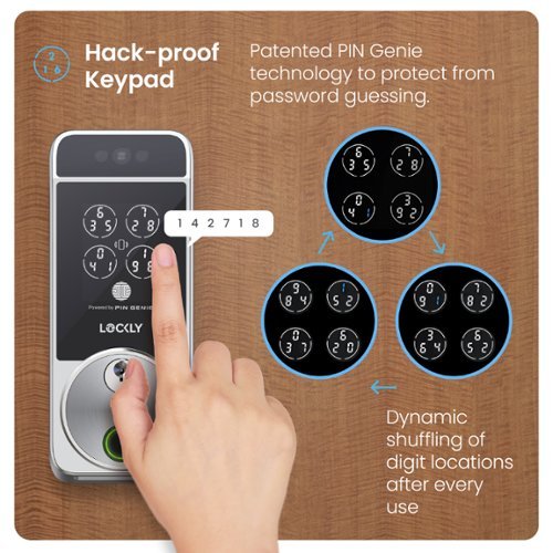 Lockly Visage Smart Lock Wi-Fi Deadbolt Keyway/Fingerprint/Facial Unlock - Satin Nickel - Satin Nickle GLOBAL SHIPPING