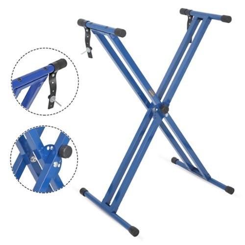 5 CORE - Keyboard Stand Dual X Shape Adjustable Foldable Portable Key Board DJ Controller Stands - Blue-Front_Standard 