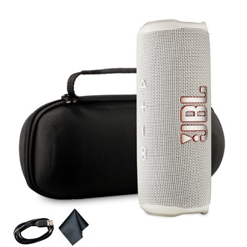 JBL - Flip 6 Portable Bluetooth Speaker, deep bass, IPX7 waterproof, for home with Travel Case - White-Front_Standard 