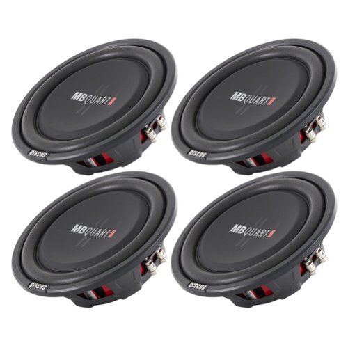 4) MB Quart DS1-254 400 Watt 4 Ohm Shallow Slim Subwoofers Car Truck DVC Subs - Black-Front_Standard 