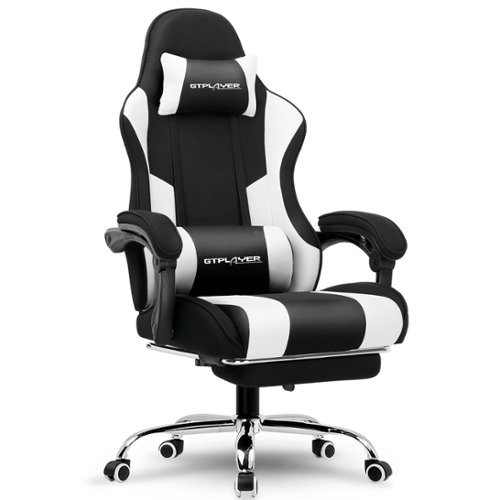 GTPlayer - Gaming Chair Breathable Fabric Ergonomic Computer Desk Chair - BlackWhite-Front_Standard 
