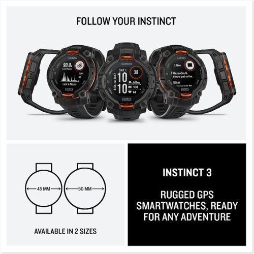 Garmin Instinct 3 Solar GPS Smartwatch 45 mm Fiber-reinforced Polymer - Black with Black Band GLOBAL SHIPPING