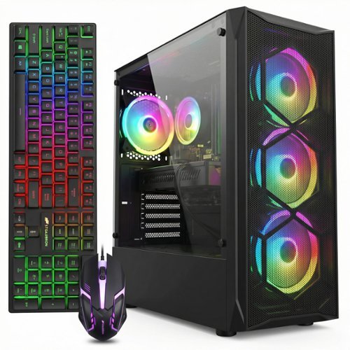 STGAubron - Gaming PC Desktop, Intel Core i7 up to 3.9Ghz, RX 580 8G, 16G RAM, 512G SSD, WiFi 6, BT 5.2, Win 11 Home - Black-Front_Standard 