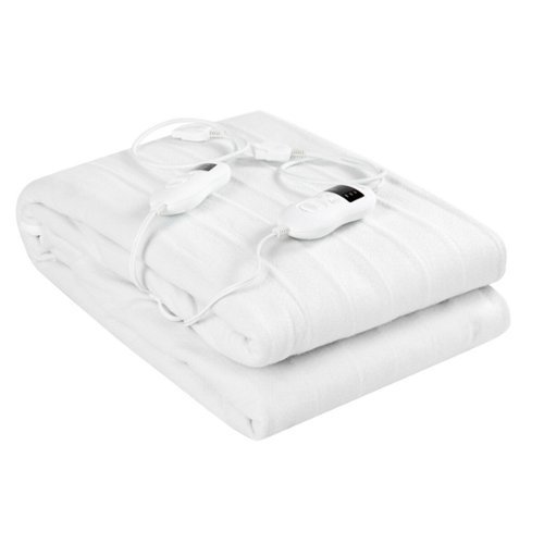 Costway - Electric Heated Mattress Pad Safe Queen 8 Temperature 10h Timer - White-Front_Standard 
