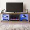 Bestier - 75-Inch LED Fireplace TV Stand in Tempered Glass Shelves and Open Storage Cabinet - Grey Wash-Front_Standard 