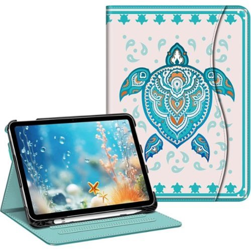 Kitcheniva - iPad 10th Generation 2022 Case With Stand And Pocket 10.9'' - Green Turtle-Front_Standard 