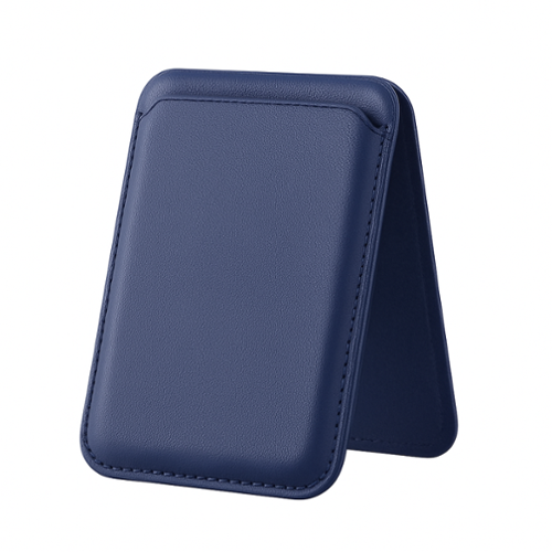 Entronix - Leather Magnetic Wallet Attachment for MagSafe & Magnetic Phone Cases – Slim Card Holder Phone Accessory - Navy Blue-Front_Standard 