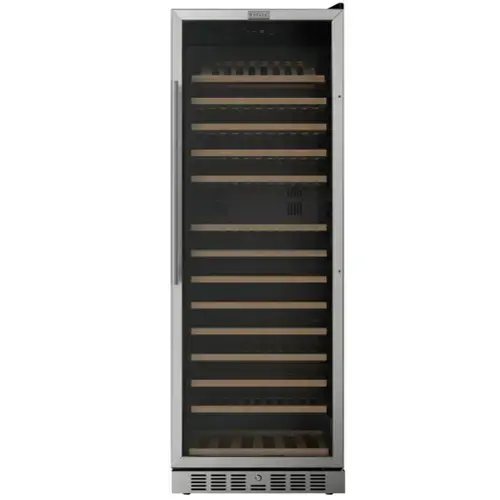 Front. Empava - 23.43 In. 177-bottle Freestanding Wine Cooler With Compressor Cooling, 14 Beech Shelves, 41-64°F In Black - Black.