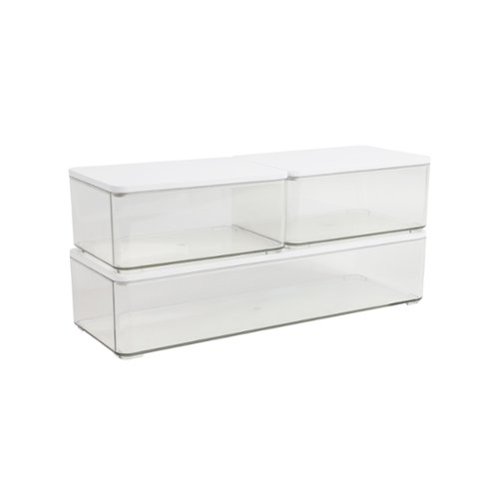 Martha Stewart - Grady Premium Clear Plastic Storage Boxes - Clear/White Engineered Top-Front_Standard 