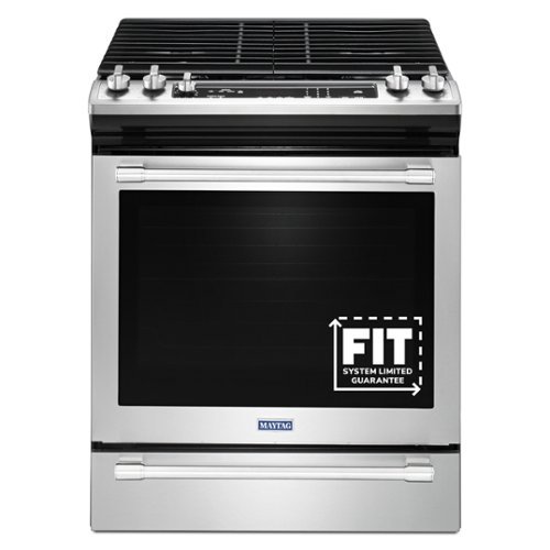 Maytag - 30 in. Wide 5 burners 5.8 cu. ft. Self-Cleaning Fingerprint Resistant Slide-In Gas Convection Range - Stainless Steel-Front_Standard 