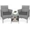 Best Choice Products - 3-Piece Outdoor Wicker Conversation Patio Bistro Set, w/ 2 Chairs, Table - Gray/Gray-Front_Standard