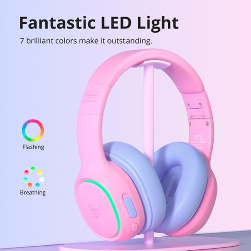 Tronsmart KH03 Kids Headphones, Bluetooth Active Noise Cancelling Wireless Headsets 74/85/93dB Safe Volume LED Lights 70H Playtime - Princess Pink BUY IN CANADA