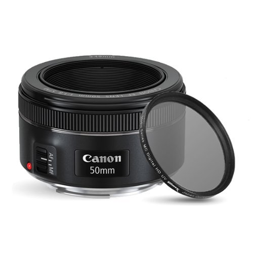 Canon - EF 50mm f/1.8 STM Lens 0570C002 + UV Ultraviolet Filter-Front_Standard 
