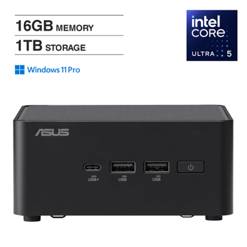 ASUS - NUC Mini Desktop (Ultra 5-135H, 16GB, 1TB SSD, Intel Arc, No OS, Win 11 Pro ) - Black-Front_Standard 