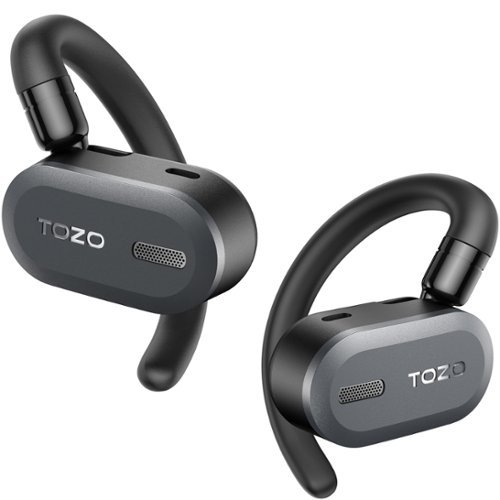 TOZO - O2 Open Ear Wireless Headphones, Lightweight, Bluetooth 5.3, Multi-Angle Adjustment, Dual-Axis, Clear Calls - Black-Front_Standard 