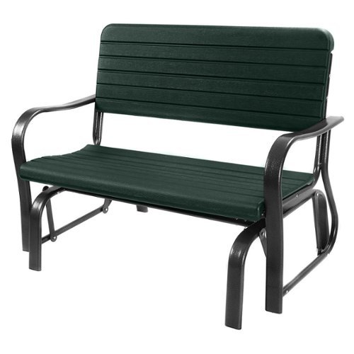 Costway - Outdoor Patio Swing Porch Rocker Glider Bench Loveseat Garden Seat Steel - Green-Front_Standard 