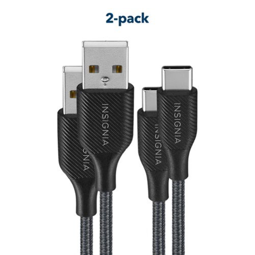 Insignia™ 6' USB to USB-C Braided Charge-and-Sync Cables (2-Pack) - Black BUY ONLINE