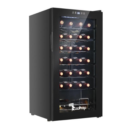 Winado - 80L Refrigerator Wine Cooler Fridge 28 Bottles Freestanding Beverage Wine Chiller with Temperature Control & Glass Door - Black-Front_Standard 