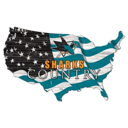 Fan Creations - San Jose Sharks USA Flag Cutout Sign - Multicolor-Front_Standard 