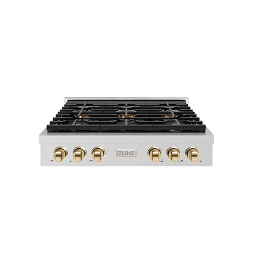 ZLINE - Autograph 36 in. Paramount Rangetop with 6 DuoPro Burners and Gold Accents (PSRTZ-36-G) - Stainless Steel-Front_Standard 