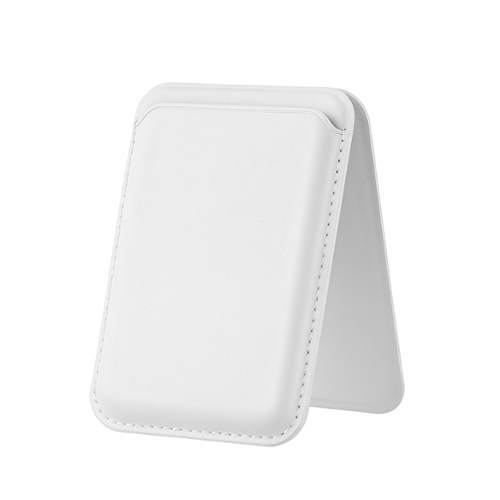 Entronix - Leather Magnetic Wallet Attachment for MagSafe & Magnetic Phone Cases – Slim Card Holder Phone Accessory - White-Front_Standard 