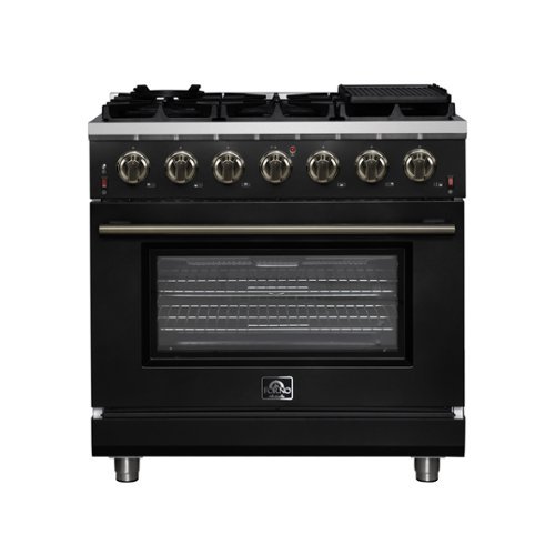 Forno Appliances - Massimo 5.36 Cu. Ft. Freestanding Gas Convection Range with Air Fryer Kit, Wok Support & Griddle - Black