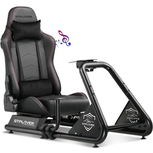 GTPlayer - Racing Simulator Cockpit with Seat and Bluetooth Speakers Sim Racing Cockpit - Black