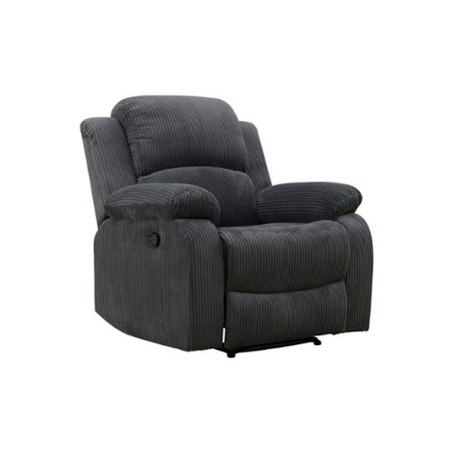 Bestier - Contemporary Flannel Recliner with Overstuffed Arm and Back - 35" - Gray